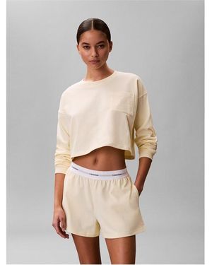 Calvin Klein Long Sleeve Cropped Crop Top - Grey