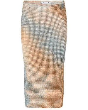 Off-White c/o Virgil Abloh Smocked Tie-Dye Pencil Skirt - Natural