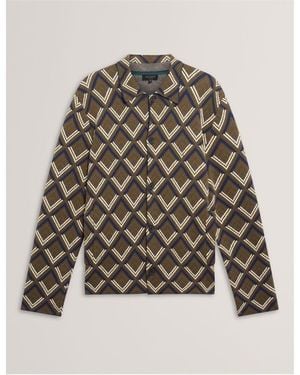 Ted Baker Jacquard Fitted Hybrid Jacket - Grey