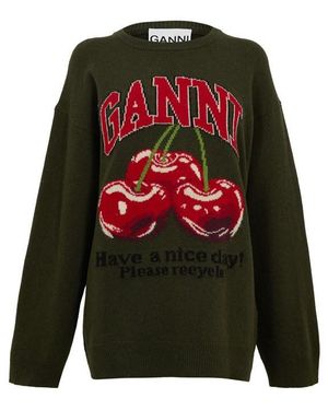 Ganni Kalamata Oversized Graphic Jumper - Black