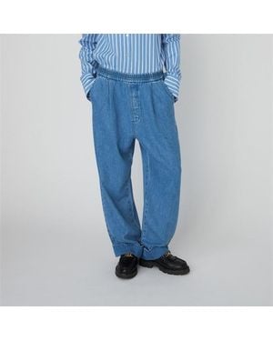 Stella Nova Washed Low-Waist Trousers With Scallop Edge - Blue