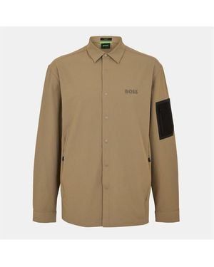 BOSS B Lite L Plain Shirt, Water-Repellent 4-Way Stretch - Green