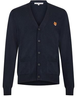 Maison Kitsuné Fox Hooded Merino Cardigan - Blue