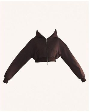Mars the Label Classics Cropped Zip Hoodie - Brown