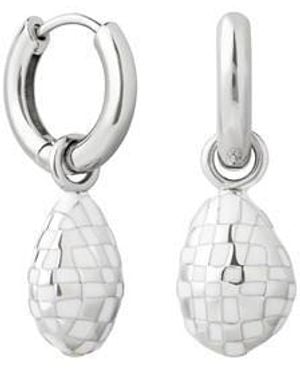 ASTRID AND MIYU Checkerboard Pendant Hoops - White