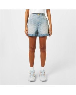 Balmain Monogram Denim Shorts - Blue