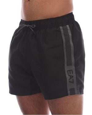 EA7 Logo Tape Swim Shorts - Black