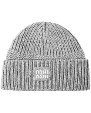 Miu Miu Miu Cashmere Beanie Ld64 - Grey
