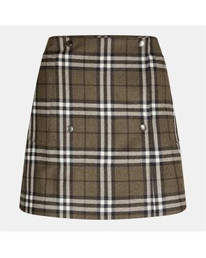 Burberry Check Tailored Mini Skirt - Green