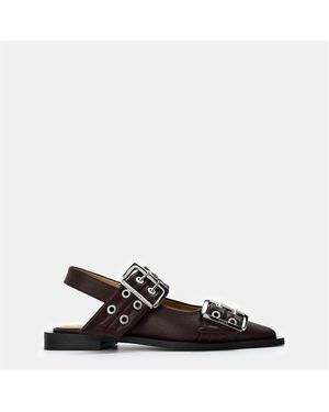 Ganni Ballet Court Shoes - Brown