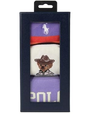 Polo Ralph Lauren Western Bear Socks Box Of 3 - Blue