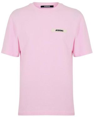 Jacquemus Plain Cotton Grosgrain Tab T-Shirt - Pink