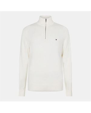 Tommy Hilfiger Pima Org Ctn Cashmere Zip Mock - White