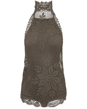 Magda Butrym Crochet Woven Cami Vest - Brown
