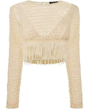 PATBO Crochet Bloom Cut Out Top - Natural