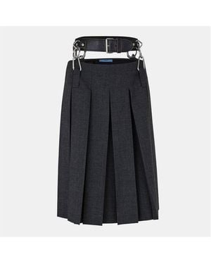 Prada Pleat Midi Skirt - Black