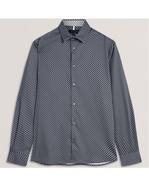 Ted Baker Ls Slim Geo Long Sleeve Patterned Shirt - Blue