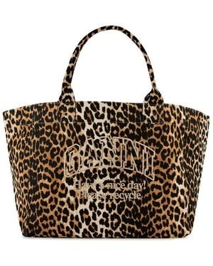 Ganni Oversized Canvas Tote Bag - Metallic