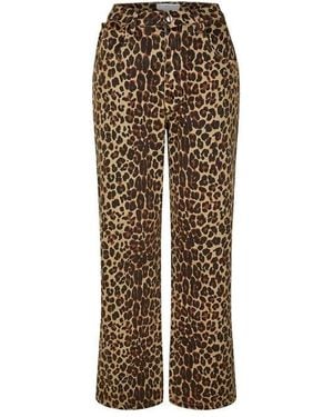 Never Fully Dressed Leopard Lucia Scallop Detail Jeans - Brown