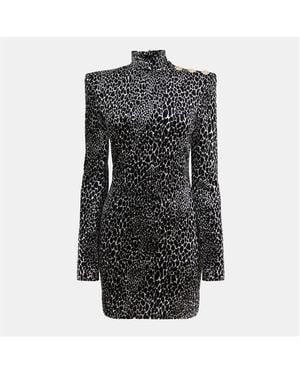 Balmain Structured Metal Hardware Textured Mini Dress - Black