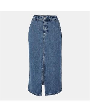 Ted Baker Denim Mdi Skirt - Blue