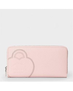 Tiffany & Co. Zipped Wallet Zip-Around Multiple Card Slots Coin Purse - Pink