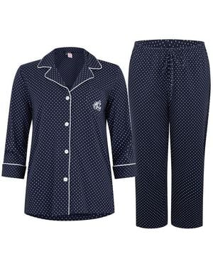 Ralph Lauren Classic Notch Long Sleeve Pyjama Set - Blue