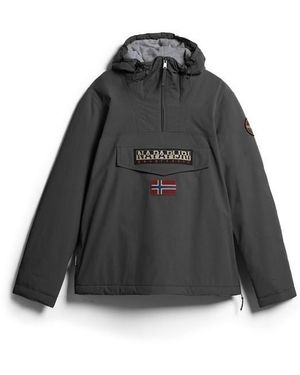 Napapijri Rainforest Water Resistant Hooded Long Sleeve Rain Anorak - Black