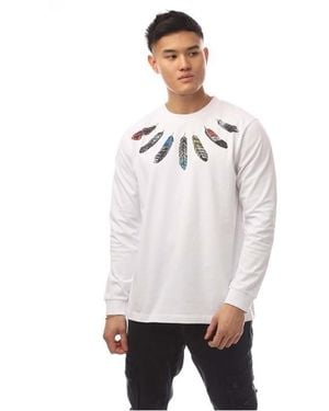 Marcelo Burlon Collar Feathers Regular Long Sleeve T-Shirt - White