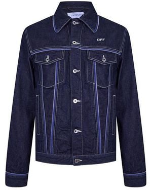 Off-White c/o Virgil Abloh Zip Embellished Denim Jacket - Blue