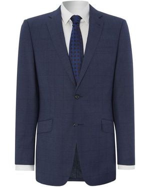 Simon Carter Window Pane Check Regular Suit Jacket - Blue