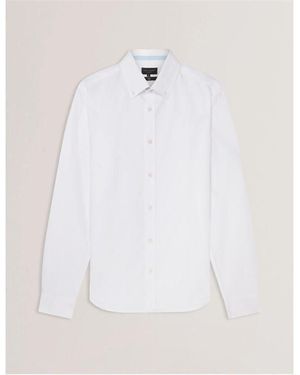 Ted Baker Long-Sleeve Oxford Plain Shirt - White