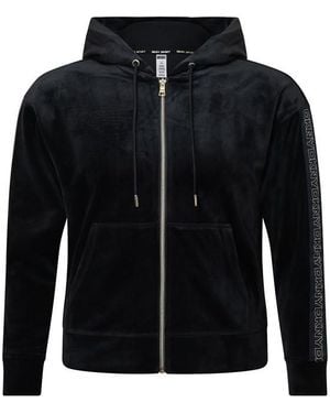 DKNY Velour Full-Zip Hoodie - Black