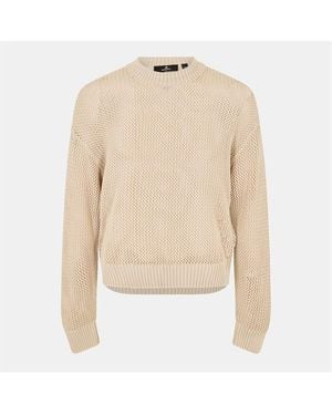 Represent Open Gauge Knitted Lightweight Crew Neck Jumper - Natural