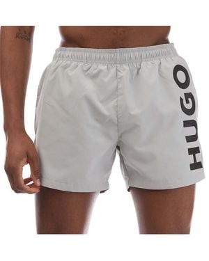 HUGO Abas Logo Print Swim Shorts - Grey