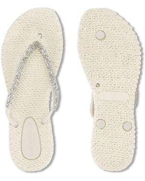 Ilse Jacobsen Embellished Flip Flops - Natural