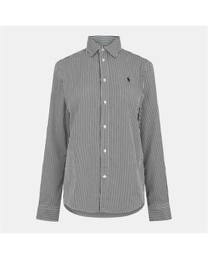 Polo Ralph Lauren Charlotte Striped Cotton Long Sleeve Slim Fit Oxford Shirt - Grey