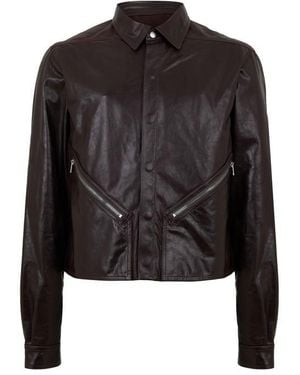 Rick Owens Alice Leather Long Sleeve Leather Jacket - Black