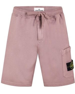 Stone Island Fleece Jogger Shorts - Red