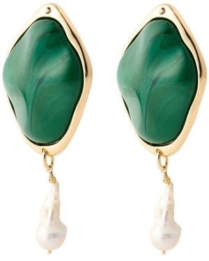 DESIERTO Bumpy Duo Drop Earrings - Green