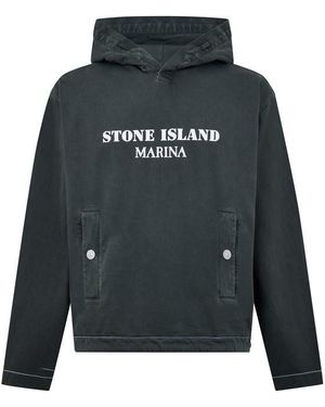 Stone Island Marina Hooded Sweatshirt - Black