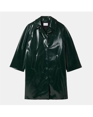 Lacoste Tailored Collar Vinyl Trench Coat - Green