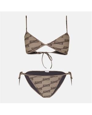 Balenciaga Logo Detail Technical Swim Fabric Bikini Set - Multicolour