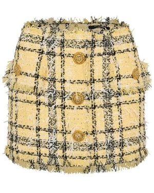 Balmain Glitter Tweed Mini Skirt - Metallic