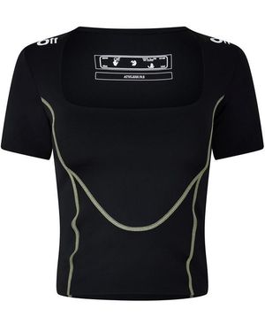 Off-White c/o Virgil Abloh Off Cropped Square Neck Regular Fit T-Shirt - Black