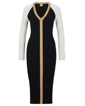 BOSS Long Sleeve Knitted Bodycon Dress - Black