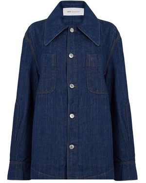 Ami Paris Embroidered Overshirt - Blue