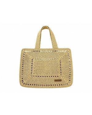 Flannels Handmade Crochet Beach Bag - Metallic
