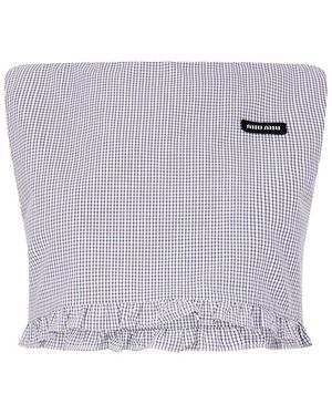 Miu Miu Check Top Crop - Purple
