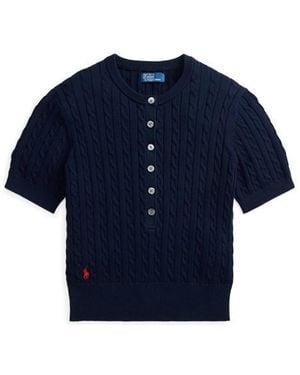 Polo Ralph Lauren Jumper Henley Knitted Top - Blue
